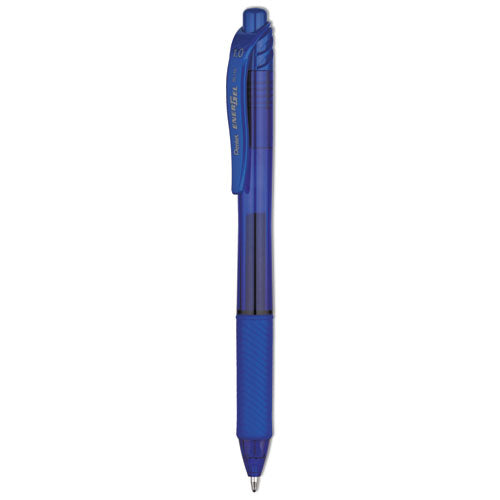 EnerGel-X Gel Pen, Retractable, Bold 1 mm, Blue Ink, Translucent Blue Barrel, Dozen-(PENBL110C)