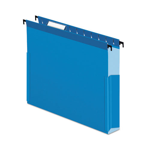 SureHook Reinforced Extra-Capacity Hanging Box File, 1 Section, 3" Capacity, Letter Size, 1/5-Cut Tabs, Blue, 25/Box-(PFX59203)