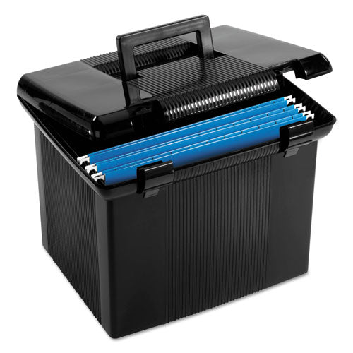 Portable File Boxes, Letter Files, 13.88" x 14" x 11.13", Black-(PFX41742)