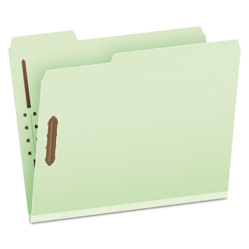 Heavy-Duty Pressboard Folders with Embossed Fasteners, 1/3-Cut Tabs, 1" Expansion, 2 Fasteners, Letter Size, Green, 25/Box-(PFX17178)