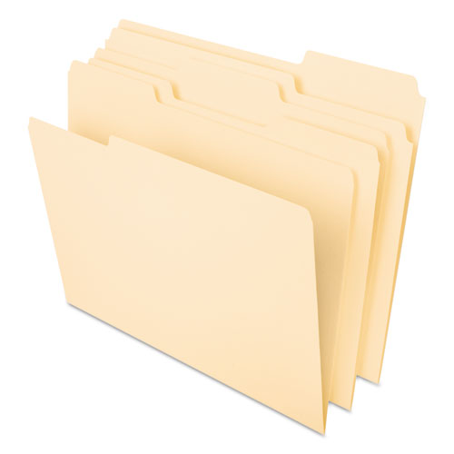 Interior File Folders, 1/3-Cut Tabs: Assorted, Letter Size, Manila, 100/Box-(PFX421013)