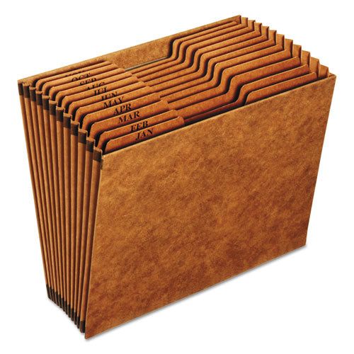 Heavy-Duty Open-Top Expanding Stadium File, 12 Sections, 1/3-Cut Tabs, Letter Size, Redrope-(PFXR217MHD)