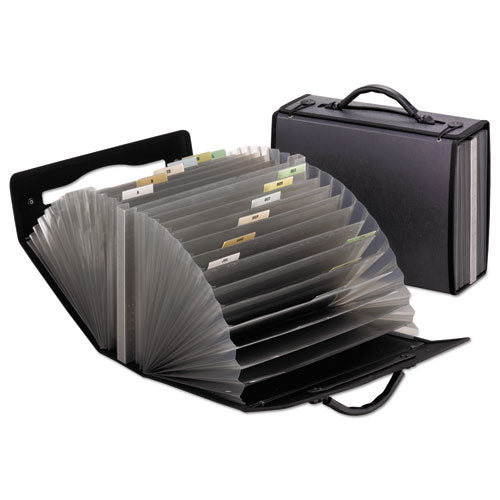 26-Pocket Document Carrying Case, 26 Sections, Cord/Hook Closure, 1/6-Cut Tabs, Letter Size, Smoke-(PFX01132)