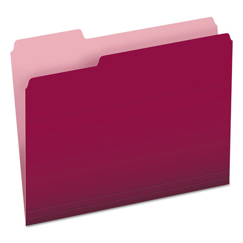 Colored File Folders, 1/3-Cut Tabs: Assorted, Letter Size, Burgundy/Light Burgundy, 100/Box-(PFX15213BUR)