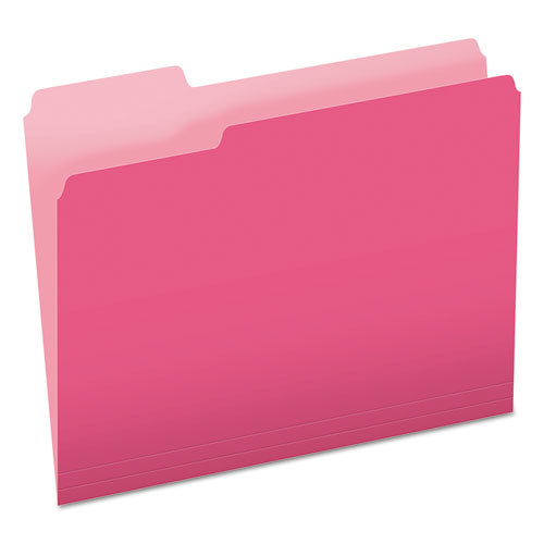 Colored File Folders, 1/3-Cut Tabs: Assorted, Letter Size, Pink/Light Pink, 100/Box-(PFX15213PIN)