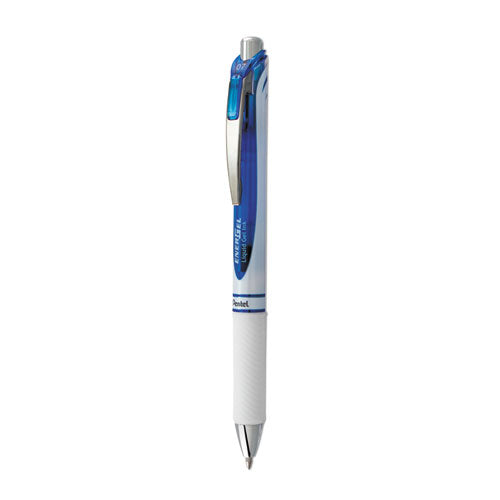 EnerGel RTX Gel Pen, Retractable, Medium 0.7 mm, Blue Ink, White/Blue Barrel-(PENBL77PWC)