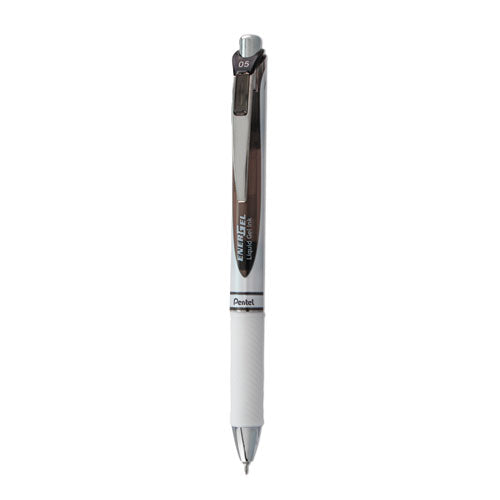 EnerGel RTX Gel Pen, Retractable, Fine 0.5 mm Needle Tip, Black Ink, White/Black Barrel-(PENBLN75PWA)