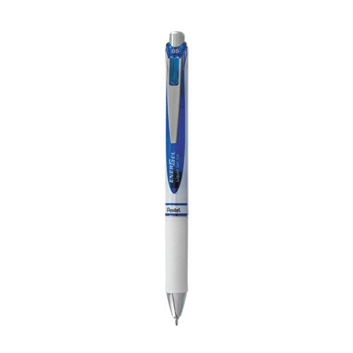 EnerGel RTX Gel Pen, Retractable, Fine 0.5 mm Needle Tip, Blue Ink, White/Blue Barrel-(PENBLN75PWC)