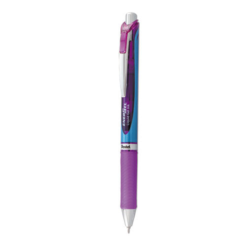 EnerGel RTX Gel Pen, Retractable, Fine 0.5 mm Needle Tip, Violet Ink, Silver/Violet Barrel-(PENBLN75V)