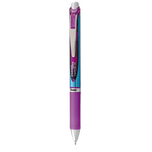 EnerGel RTX Gel Pen, Retractable, Medium 0.7 mm Needle Tip, Violet Ink, Violet/Gray Barrel-(PENBLN77V)