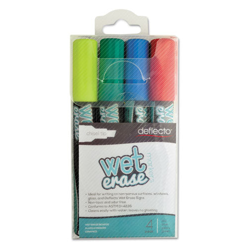 Wet Erase Markers, Medium Chisel Tip, Assorted Colors, 4/Pack-(DEFSMA510V4)