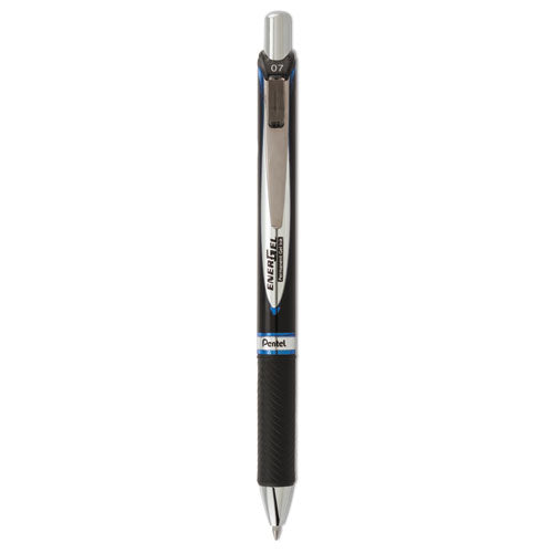 EnerGel PRO Permanent Ink Gel Pen, Retractable, Medium 0.7 mm, Blue Ink, Black Barrel-(PENBLP77C)