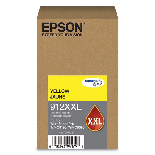 T912XXL420 (912XXL) DURABrite Pro Extra High-Yield Ink, 8000 Page-Yield, Yellow-(EPST912XXL420)