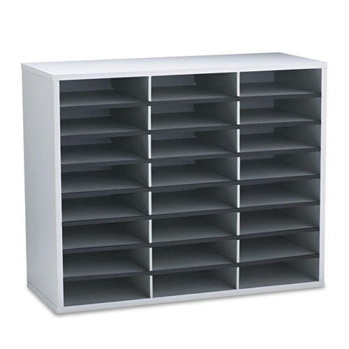 Literature Organizer, 24 Letter Compartments, 29 x 11.88 x 23.44, Dove Gray-(FEL25041)