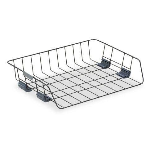 Side-Load Wire Stacking Letter Tray, 1 Section, Letter Size Files, 13.38" x 10.13" x 2.63", Black-(FEL62112)