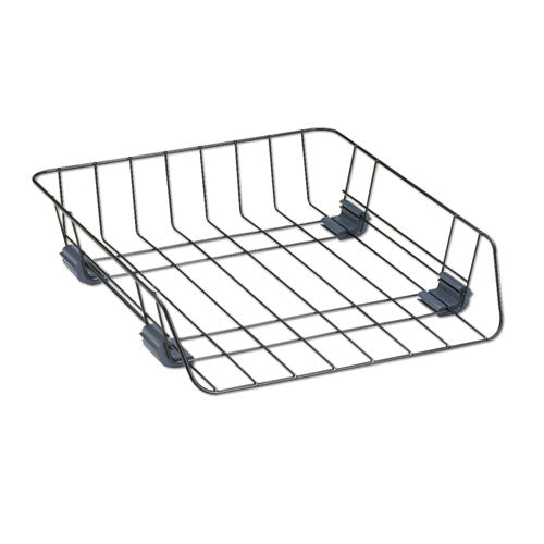 Front-Load Wire Desk Tray, 1 Section, Letter Size Files, 10.88" x 12.63" x 2.63", Black-(FEL66112)