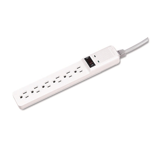 Basic Home/Office Surge Protector, 6 AC Outlets, 6 ft Cord, 450 J, Platinum-(FEL99012)