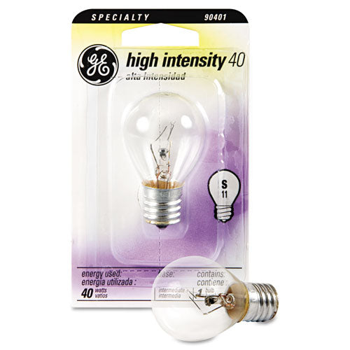 Incandescent S11 Appliance Light Bulb, 40 W, Clear-(GEL35156)