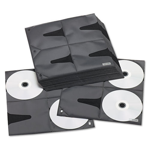 Two-Sided CD Refill Pages for Three-Ring Binder, 8 Disc Capacity, Clear/Black, 25/Pack-(IDEVZ01401)