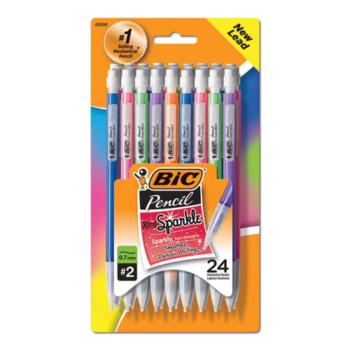 Xtra-Sparkle Mechanical Pencil Value Pack, 0.7 mm, HB (#2.5), Black Lead, Assorted Barrel Colors, 24/Pack-(BICMPLP241)