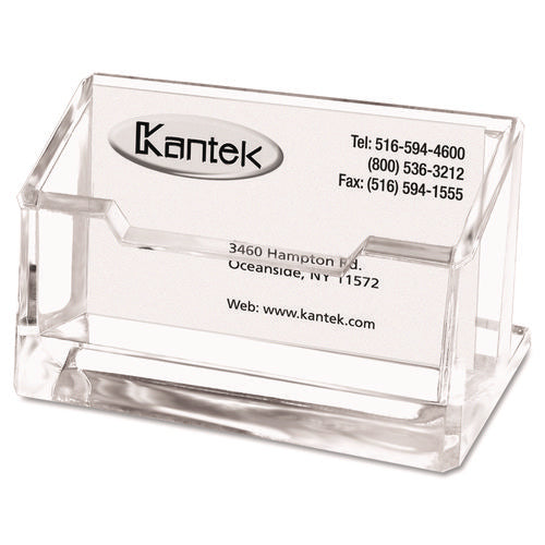 Acrylic Business Card Holder, Holds 80 Cards, 4 x 1.88 x 2, Clear-(KTKAD30)