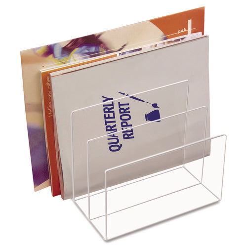 Clear Acrylic Desk File, 3 Sections, Letter to Legal Size Files, 8" x 6.5" x 7.5", Clear-(KTKAD45)