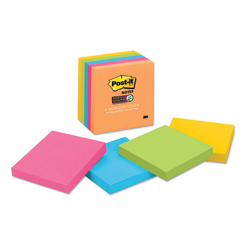 Pads in Energy Boost Collection Colors, 3" x 3", 90 Sheets/Pad, 5 Pads/Pack-(MMM6545SSUC)