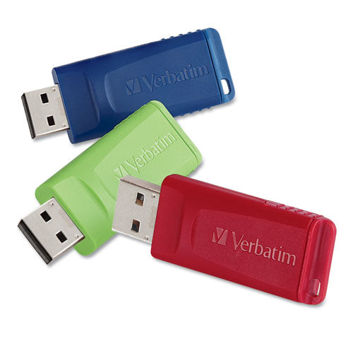 Store n Go USB Flash Drive, 8 GB, Assorted Colors, 3/Pack-(VER98703)