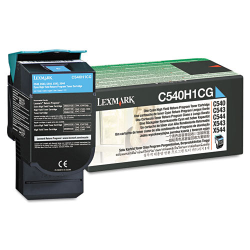 C540H1CG Return Program High-Yield Toner, 2,000 Page-Yield, Cyan-(LEXC540H1CG)