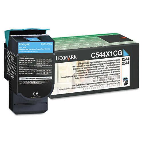 C544X1CG Return Program Extra High-Yield Toner, 4,000 Page-Yield, Cyan-(LEXC544X1CG)