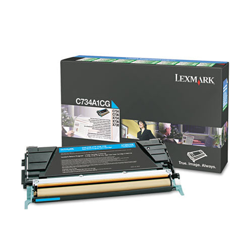 C734A1CG Return Program Toner, 6,000 Page-Yield, Cyan-(LEXC734A1CG)