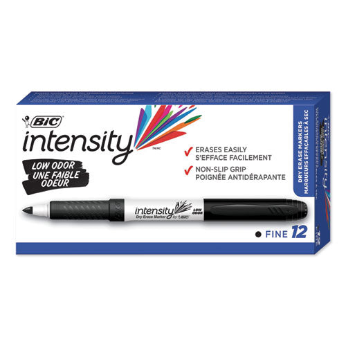 Intensity Low Odor Fine Point Dry Erase Marker, Fine Bullet Tip, Black, Dozen-(BICGDE11BK)
