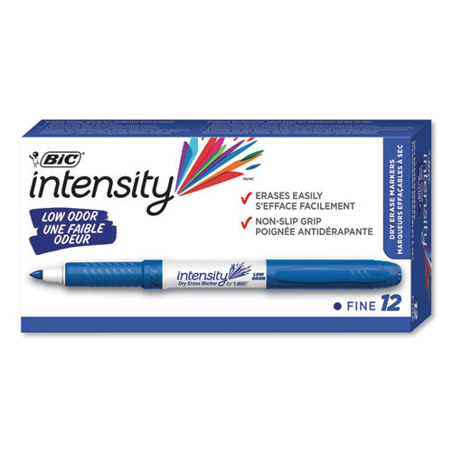 Intensity Low Odor Fine Point Dry Erase Marker, Fine Bullet Tip, Blue, Dozen-(BICGDE11BE)