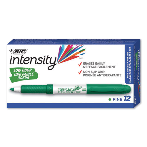 Intensity Low Odor Fine Point Dry Erase Marker, Fine Bullet Tip, Green, Dozen-(BICGDE11GN)