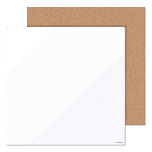 Tile Board Value Pack, (1) Natural Cork Bulletin, (1) White Dry Erase, 14 x 14-(UBR3888U0001)