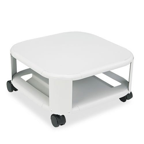 Mead-Hatcher Mobile Printer Stand, Metal, 2 Shelves, 75 lb Capacity, 17.8" x 17.8" x 8.5", Platinum-(MAT24050)