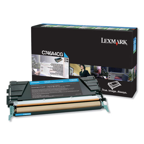 C746A4CG Return Program Toner, 7,000 Page-Yield, Cyan, TAA Compliant-(LEXC746A4CG)