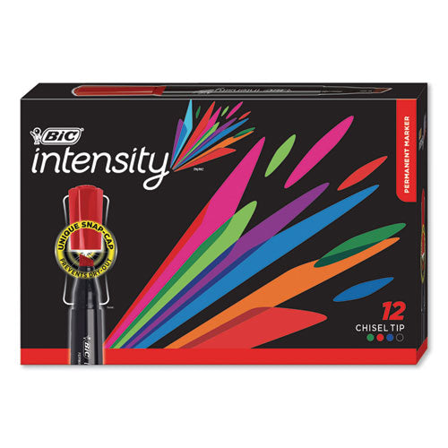 Intensity Chisel Tip Permanent Marker, Broad Chisel Tip, Assorted Colors, Dozen-(BICGPMM11AST)