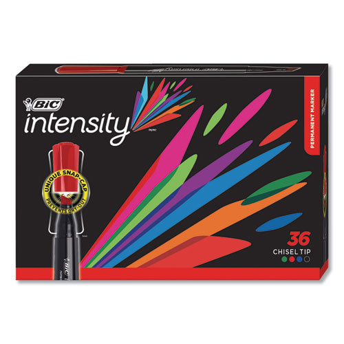 Intensity Chisel Tip Permanent Marker Value Pack, Broad Chisel Tip, Assorted Colors, 36/Pack-(BICGPMM36AST)