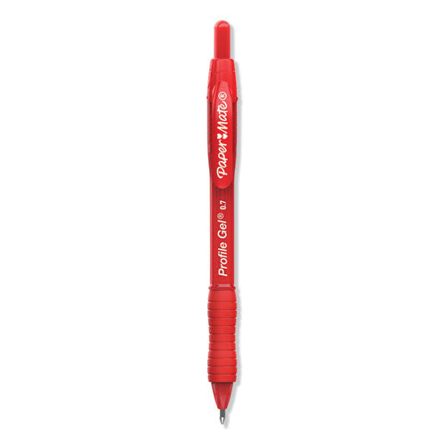 Profile Gel Pen, Retractable, Medium 0.7 mm, Red Ink, Translucent Red Barrel, Dozen-(PAP2095463)