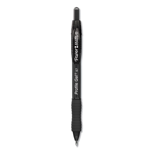 Profile Gel Pen, Retractable, Medium 0.7 mm, Black Ink, Translucent Black Barrel, Dozen-(PAP2095476)