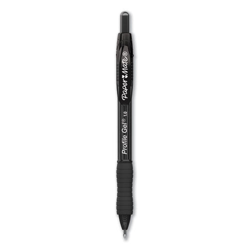 Profile Gel Pen, Retractable, Bold 1 mm, Black Ink, Translucent Black Barrel, Dozen-(PAP2095465)