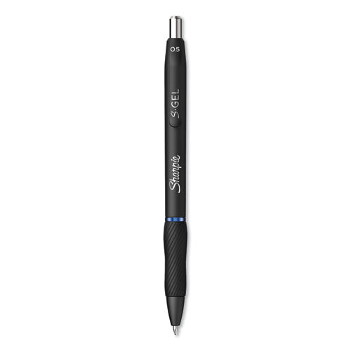 S-Gel High-Performance Gel Pen, Retractable, Fine 0.5 mm, Blue Ink, Black Barrel, Dozen-(SAN2096146)