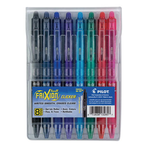 FriXion Clicker Erasable Gel Pen, Retractable, Fine 0.7 mm, Assorted Ink and Barrel Colors, 8/Pack-(PIL13285)