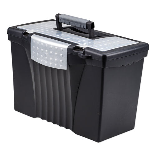 Portable Letter/Legal Filebox with Organizer Lid, Letter/Legal Files, 14.5" x 10.5" x 12", Black-(STX61510U01C)