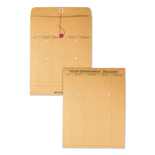 Recycled Kraft String/Button Interoffice Envelope, #97, Two-Sided Five-Column Format, 52-Entries, 10 x 13, Brown Kraft,100/CT-(QUA63560)