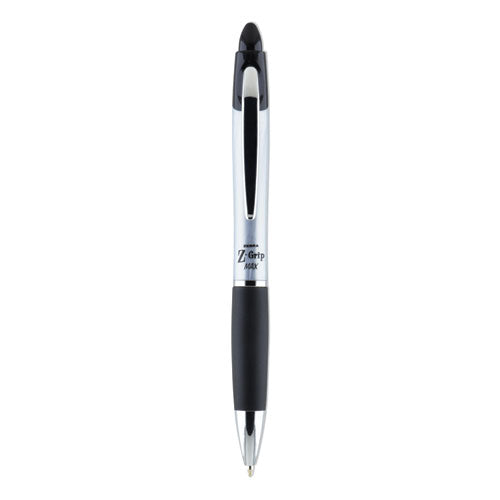 Z-Grip MAX Ballpoint Pen, Retractable, Medium 1 mm, Black Ink, Silver Barrel, 12/Pack-(ZEB22410)