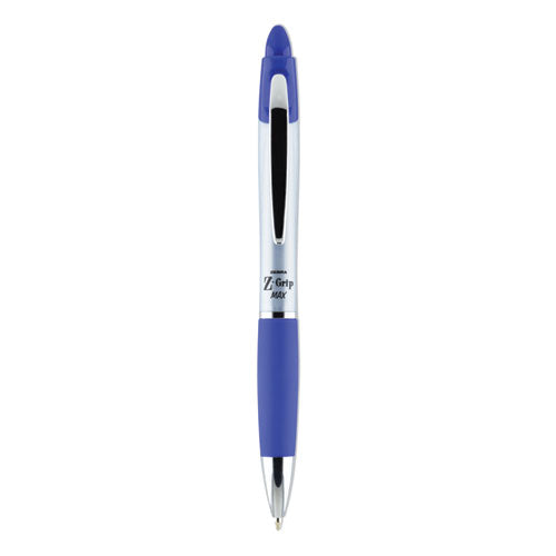 Z-Grip MAX Ballpoint Pen, Retractable, Medium 1 mm, Blue Ink, Silver Barrel, 12/Pack-(ZEB22420)