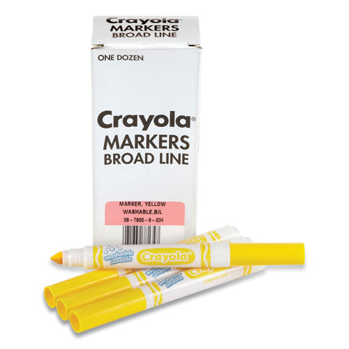 Broad Line Washable Markers, Broad Bullet Tip, Yellow, 12/Box-(CYO587800034)