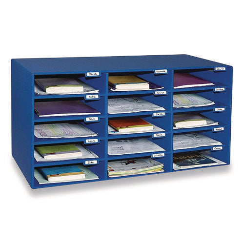 Classroom Keepers Corrugated Mailbox, 31.5 x 12.88 x 16.38, Blue-(PAC001308)